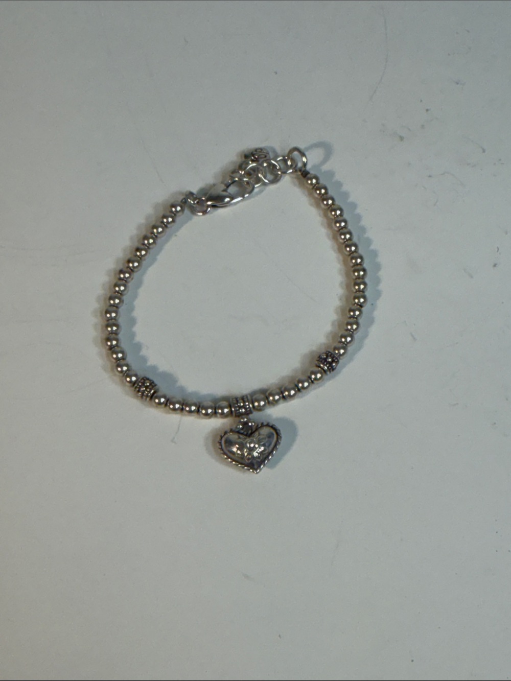 Brighton Meridian Charm Silver Beaded Heart Charm Bracelet - Silver